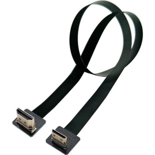 Ultralight FPV Mini HDMI-compatible Cable 90 Degree UP Angled to Micro HDTV Adapter FPC Ribbon Flat Pitch 0.1m 0.2m 0.3m 0.5m