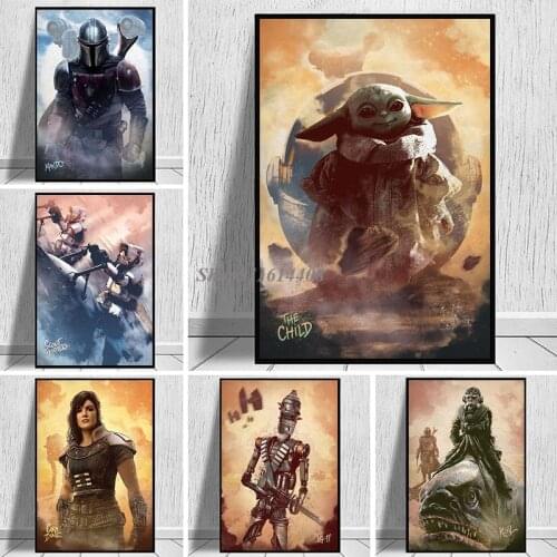 Canvas Painting Disney Star Wars Wall Art Mandalorian Characters Posters and Prints Portrait Room Decoration Picture Home Decor