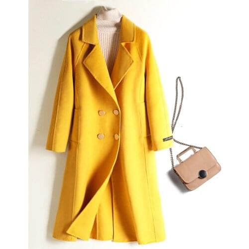 Cashmere coat female 2020 new paragraph over-the-knee grows in han edition cultivate morality show thin cloth coat