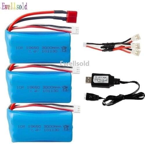 7.4V 3000MAH lipo Battery /charger 18650 for Wltoys 144001/12428/12423/10428/12429/12401/12402-a/12402a/12427 RC Car Spare Parts