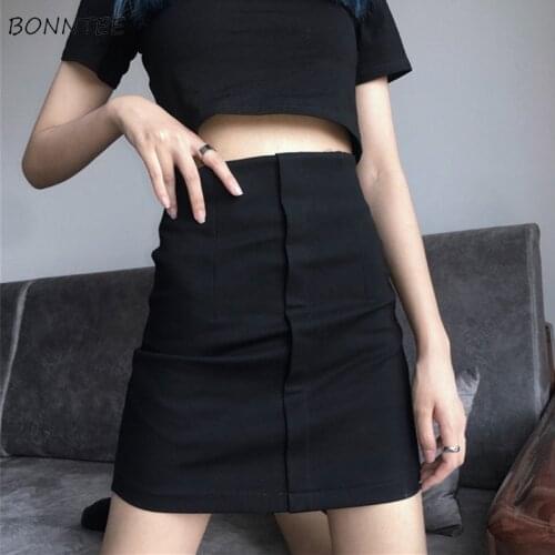 Mini Black Skirts Women New Summer Thin Ins Harajuku Vintage Empire Simple A-line Fashion All-match Soft Trendy Students Zipper