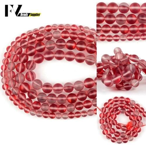 Natural Red Dull Polished Austrian Crystal Beads Round Matte MoonStone Beads For Jewelry Making Diy Bracelet Charms 6 8 10 12mm