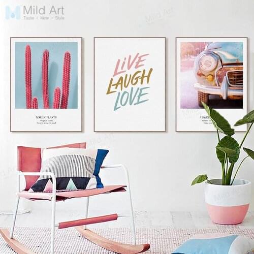 Love Life Quotes Posters Print Sandinavian Home Decor Living Room Car Pink Girl Photo Wall Art Picture Canvas Painting No Frame