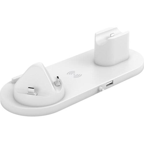 4 in 1 Portable Wireless Fast Charger Station Multi-Function Wireless Earphone Charging Stand USB Charging Dock