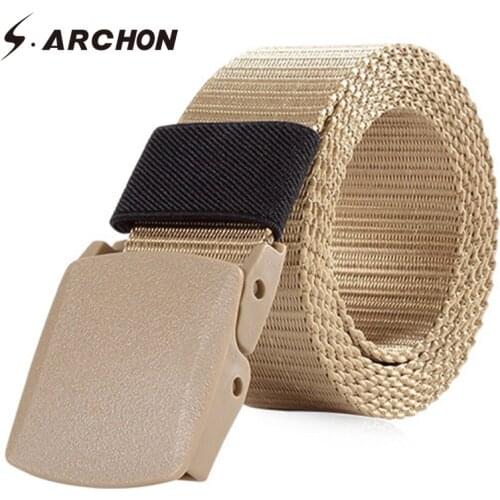 S.ARCHON Heavy Duty Nylon Automatic Plastic Buckle Tactical Belt Men Casual Adjustable Survival StrapMilitary Army Combat Belt