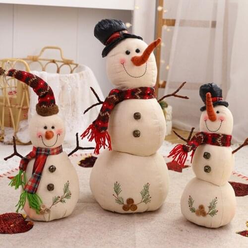 Christmas white spire snowman doll with hooded scarf fat snowman decoration shopping mall window atmosphere decoration ornaments