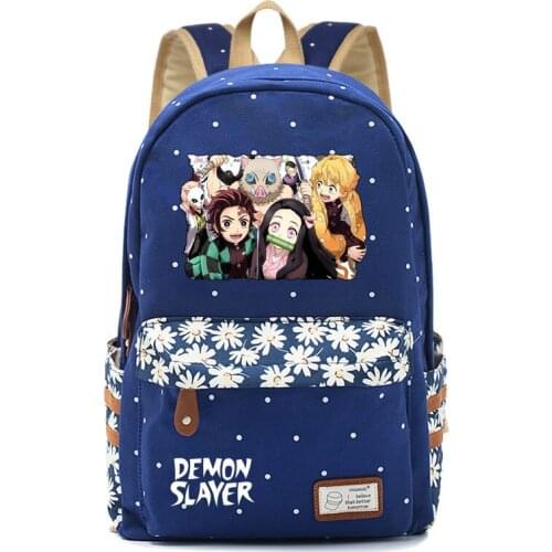 Anime Demon Slayer Kimetsu no Yaiba Backpack School Bag Flower Rucksacks backpack women Girls Kids travel Bag