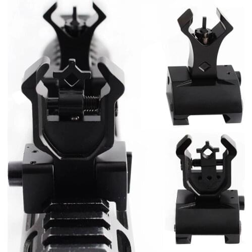 Tactical AR15 Folding Front Flip Sight Iron Sights Set for in 20mm Rail Handguard Installation Hunting Double-Diamond