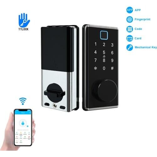 TTLock Ble WiFi APP Control Keyless Auto Smart Fingerprint Deadbolt Door Lock with American Standard