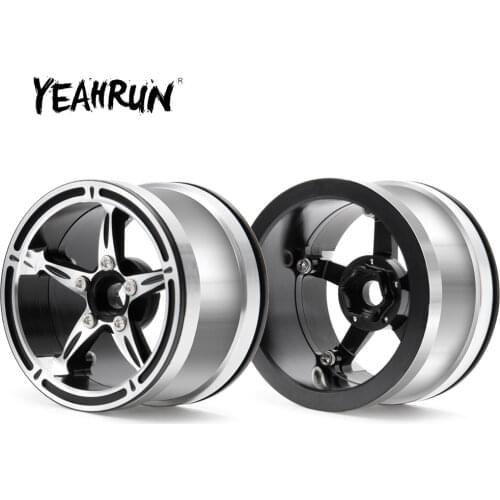 YEAHRUN Metal Beadlock 2.2 inch Wheel Rims Silver/Black Wheel Hub for Axial Wraith 90048 TRX-4 TRX-6 1/10 RC Crawler Car Parts