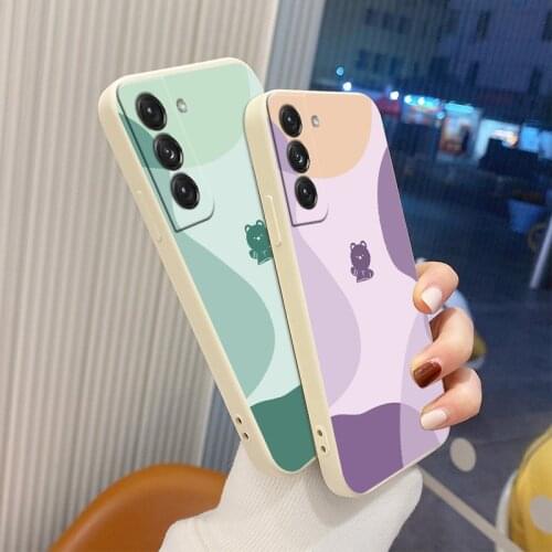 Mini Bear Camera Lens Protect Case For Samsung Galaxy S21 S20 FE S10 Ultra Plus S10e Note 20 ultra 10 9 Plus Pro Phone Cover