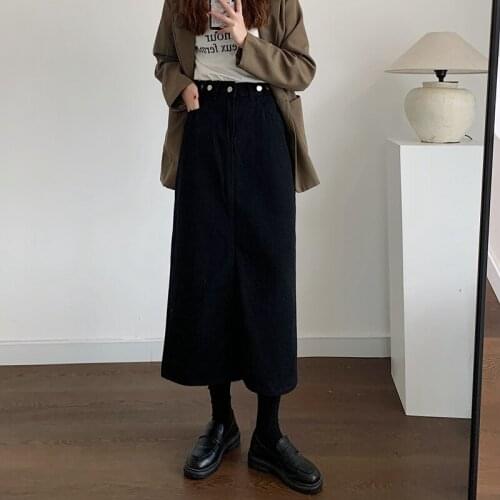 New 2021 Skirt Spring Summer Women Vintage Denim Midi Wrap High Waist Sheath Jeans Skirts
