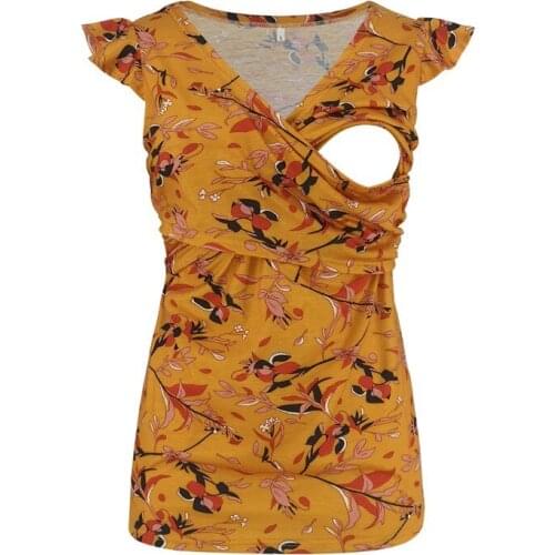 Women Pregnancy Clothes Nusring Top Maternity Tops Printed Floralv-neck Short Sleeve Shirt Breastfeeding Tops Shirts 2021