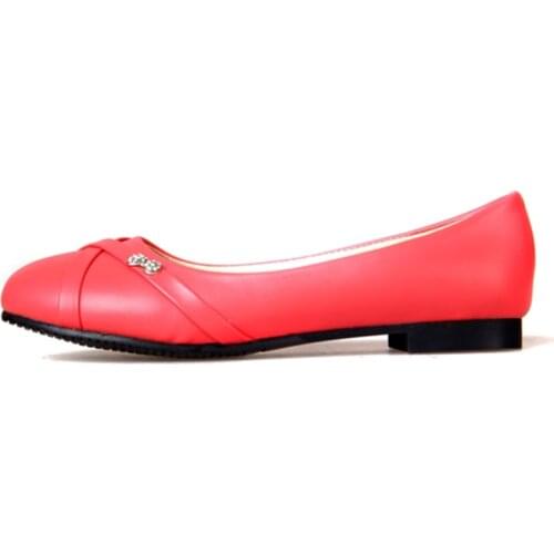 Big Size 47 Fashion Womens Flats Shoes Spring Female Ballet Shoes Round Toe Solid black white Casual Work Loafer Shoes White