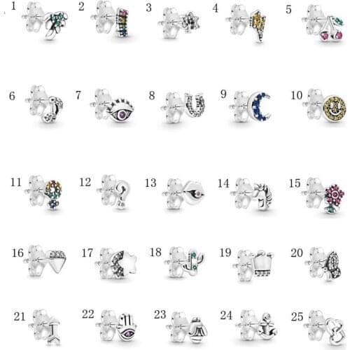 ME Collection Flower Star Rainbow Bee Earrings Sterling Silver Jewelry Studs Earrings For Woman Wedding Fashion Elegant Earring
