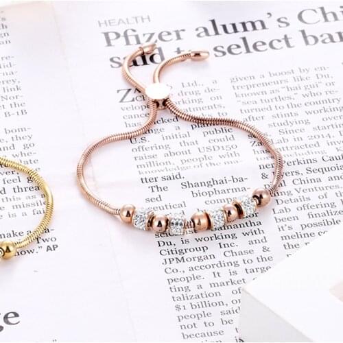 New Beautiful And Elegant 5 Beads 4 Circles Zircon Woman Bracelet High Quality Stainless Steel Adjustable Size Bracelet Jewelry