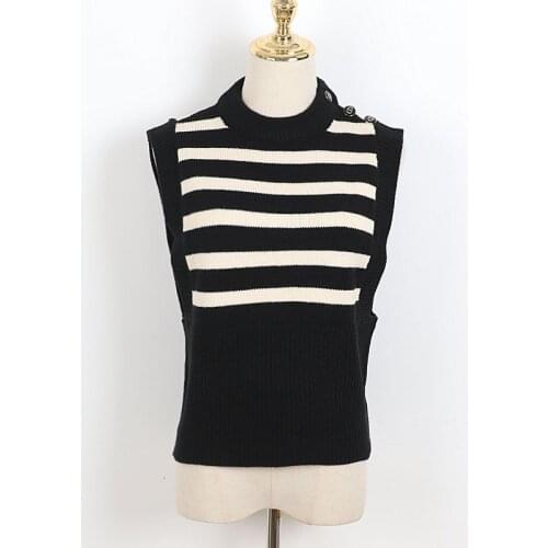 Striped Sweater Vest O-Neck Sleeveless Casual Pullover Womens Casual Knitted Patchwork Fashion New Clothing 2021