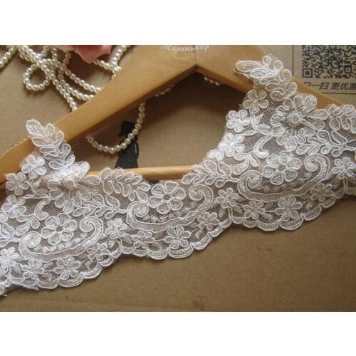 1Yard European-style Ivory Lace Fabrics Wedding Veil Tiara DIY Handmade Jewelry Cording Trims Flower 12.5cm