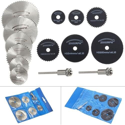 14pcs HSS Circular Saw Blade Cutting Discs Rotary Metal Cutter Power Tool with Connecting Shank Drill Mandrel for Home DIY Cutt