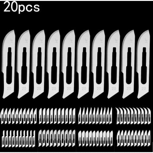 20pcs Stainless Steel Carving Metal Scalpel Blades #10 11 12 15 20 22 23 24 Medical Handel Scalpel Knives Engraving Knives Blade
