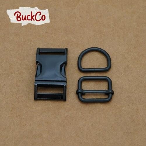 25mm Black(metal buckle+Adjust Buckle+D ring/set)for DIY backpack bags handmade dog collar webbing sewing premium accessory