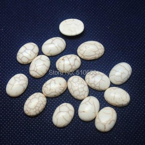 50 Pieces/Lot White TurquoiseeCabochon Oval Shape Beads Accessories For Earring or Pendant Size 18x25mm