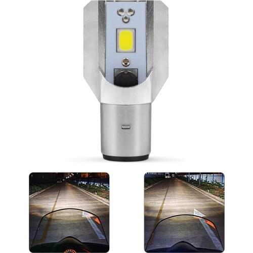 BJMOTO DC 8-80V 12W H/L 130 lm/W LED Motorcycle Headlamp COB BA20D Bulb Motorbike Moped Scooter Headlight Lights