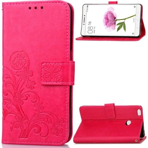 Case for Xiaomi Mi Max/Redmi 3S/Redmi Note 4 Flip Stand PU Leather Strap Case Four Leaf Clover Wallet Cover Bag