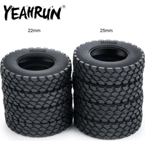 YEAHRUN 22mm/25mm Width Black Rubber Tyres Wheel Tires for Tamiya 1/14 RC Trailer Tractor Truck Front Rear Wheel Rims 5