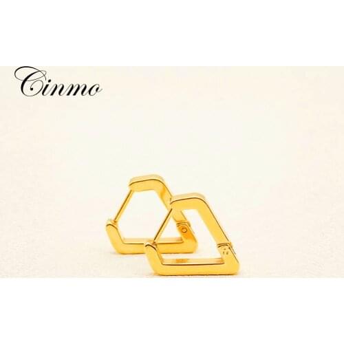 Cinmo Stainless Steel Piercing Earrings Super Logo Geometric Hip Hop Rock Stud Earrings For Men Women Wholesale Ear Jewelry