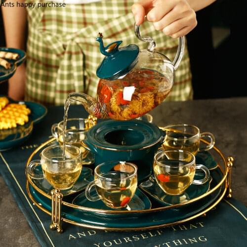Flower Teapot Set Heat-resistant Glass Ceramics European Style Afternoon Tea Flower Fruit Tea Set Home Can Be Heated Kettle