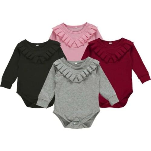Baby Clothes Autumn 2019 Newborn Infant Baby Girl Clothes Long Sleeve Solid Jumpsuit Bodysuit Outfit