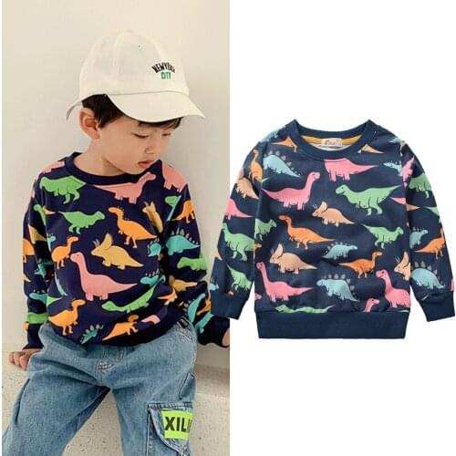 Children Autumn Sweatshirts Boys Cartoon Print Long Sleeve Tops Kids Korean Style Sweatshirts Baby Pullovers 2-8 Years