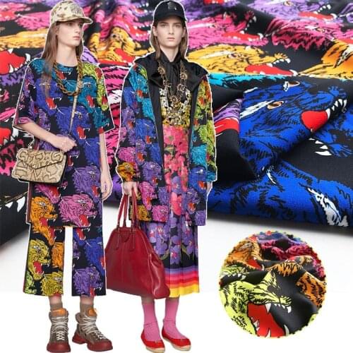 145cm*100cm designer printed fabric color tiger head pattern digital printing handmade DIY clothing custom polyester sewing fabr