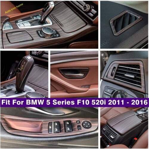 Accessories Door Bowl / Armrest Box Switch / Gear Box / Air AC Cover Trim For BMW 5 Series F10 520i 2011 - 2016 Wood Grain Look