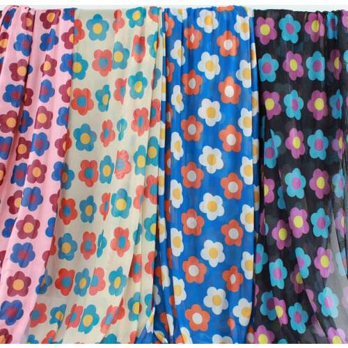 Polyester spandex 4 Way Stretch flower printed net Fabric Stockings Knit Net sold BY YARD