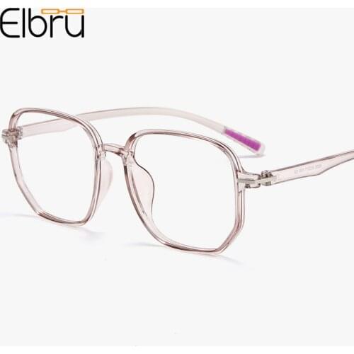 Elbru Vintage Oversized Polygon Glasses Frame Transparent Color Frame Optical Glasses Ultralight Clear Lens Spectacles Unisex