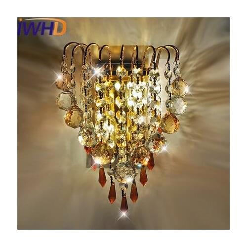 IWHD K9 Crystal LED Wall Light Modern Iron Wall Sconces Lamp Home Lighting Fixtures Luminaire On The Wall Bedroom Arandela