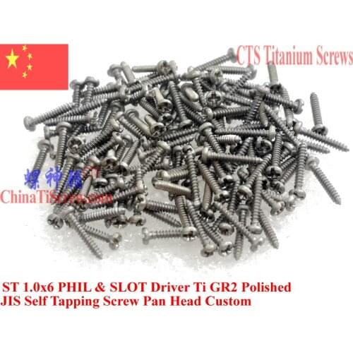 Titanium Self Tapping screw M1x3 M1x4 M1x5 M1x6 Pan Head 00# Phillips Driver Ti GR2 Polished 50 pcs
