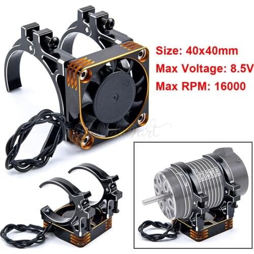 Metal Motor Fast Cooling Fan 40x40mm Aluminum Fan w/ holder for 1/10 1/8 RC Car 4068 4082 4092 4074 4274 4268 Brushless Motor