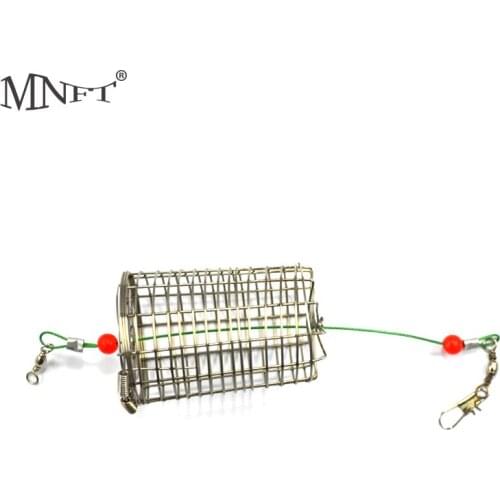 MNFT 5Pcs Stainless Steel Wire Fishing Lure Cage Fishing Accessory Trap Basket Feeder Holder