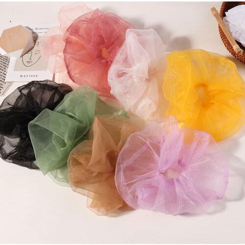 Fashion Solid Organza Scrunchies Summer Hair Scrunchies Girls Ponytail Holders Elastic Hair Bands Scrunchie Hair Accessories