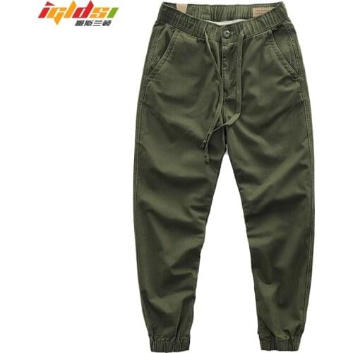 Mens Elastic Waist Harem Pants Solid Joggers Casual Japanese Streetwear Cargo Pants Male Hip Hop Fashion Baggy Long Trousers