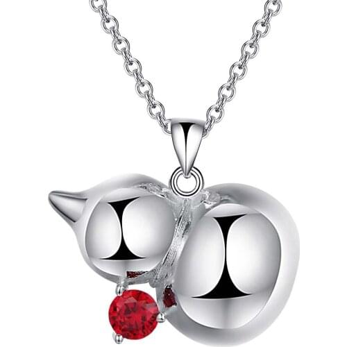 Wholesale Silver Plated Charm Jewelrys Necklace,free Shipping Fashion Fashion Jewelry Pendant Calabash Inlaid Red Stone AN855