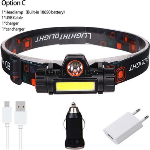 Portable Mini Flashlight Q5 COB Led Headlamp Powerful Built-in 18650 Battery Outdoor Camping Fishing Headlight Stepless Dimming