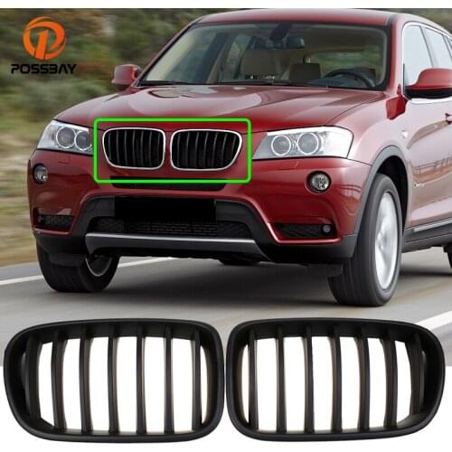 POSSBAY Racing Grills Car Front Kidney Grille Matte Black for BMW X3 F25 Pre-facelift 2010 2011 2012 2013 2014 Exterior Parts