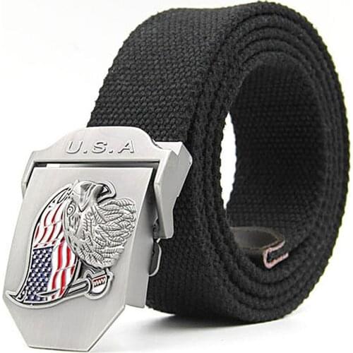 Canvas Belt Military Tactical Waist Belt Mens Brand Casual Belts Eagle Flag Metal Automatic Buckle Belt Cool Tactical Gear