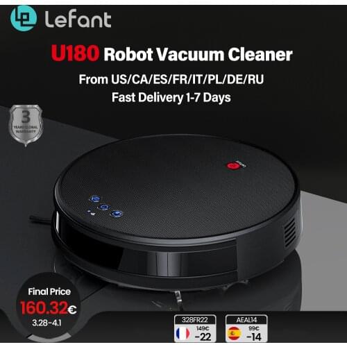 Lefant U180 Robotic Vacuum Cleaner Dry Wet Mopping Disinfection 2800Pa Map Navigation 150 Mins Magnetic stripe Virtual Barrier