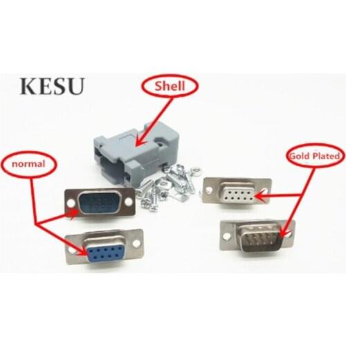 RS232 Serial Port Connectors DB9 Female Male Gold plated Socket Shell Plastic Plug Connector 9pin COM Socket Adapter