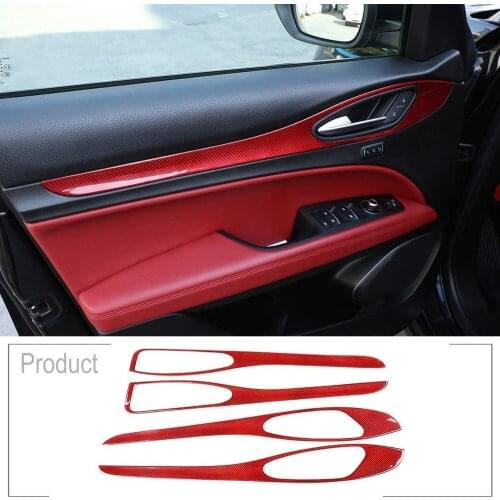 Real Carbon Fiber Car Interior Door Handle Decorative Panel For Alfa Romeo Stelvio 2017 2018 2019 2020